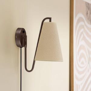 Globen Lighting Applique da parete Lou, Bronzo / Ottone antico, Soggiorno / Sala da pranzo, Tessuto / Stoffa / Seta, Design, Applique