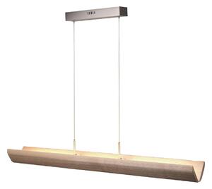 Brilliant Lampada LED a sospensione Monterra, lunghezza 132 cm, marrone, legno dimmerabile, Legno chiaro, Soggiorno / Sala da pranzo, Legno