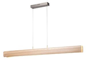 Brilliant Lampada LED a sospensione Monterra, lunghezza 100 cm, marrone chiaro, legno dimmerabile, Legno chiaro, Soggiorno / Sala da pranzo, Legno