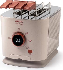 Imetec Tostapane 2 Fette XL con Pinze Apribili e 7 Livelli Doratura Potenza 600W colore Sabbia Grantoast - 7504
