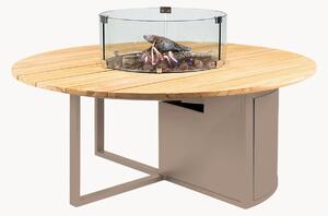 Tavolino da caffè rotondo da esterno Cosiloft con braciere e piano in legno di teak