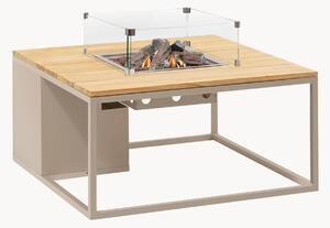 Tavolino da caffè da esterno Cosiloft con braciere e piano in legno di teak