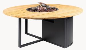 Tavolino da caffè rotondo da esterno Cosiloft con braciere e piano in legno di teak