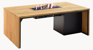 Tavolino da caffè da esterno Cosibridge con braciere e piano in legno di teak