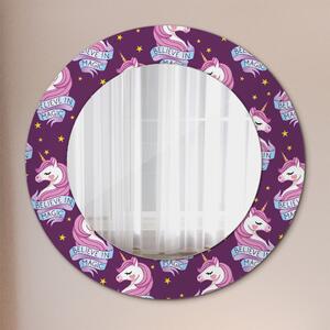 Specchio rotondo cornice con stampa Stelle unicorno fi 50 cm