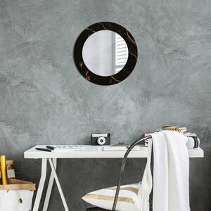 Specchio rotondo cornice con stampa Marmo nero fi 50 cm