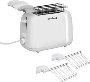 INNOLIVING Tostapane con pinze 2 Fette Potenza 750 Watt 6 Livelli di doratura colore Bianco - INN-742