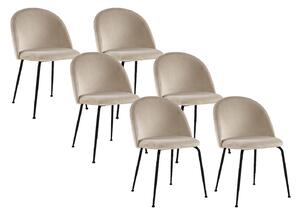 Sedia Velluto e Metallo Nero Opaco Beige - Lotto di 6 - MELBOURNE
