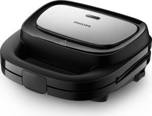 Philips Tostapane Piastra per Toast e Waffle Antiaderente Potenza 750 Watt colore Nero / Argento - HD2350/80