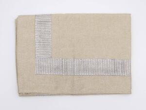 Blanco Raya Tovaglia 12 posti con Bordo elegante di Strass colore Light Beige - New Diamond
