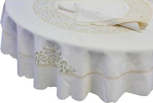 Elite Tovaglia Natalizia 12 posti 175x270 cm con Ricami ed Intagli + 12 Tavaglioli colore Rosso - 07HF2109