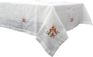 Blanco Raya Tovaglia Natalizia 6 posti 140x180 cm con Ricami + 6 Tavaglioli colore Avorio - ZG1822