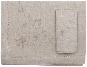 Blanco Raya Tovaglia Rettangolare 6 posti in Misto lino con Ricamo di fiori colore Lino - YT17-1372-1