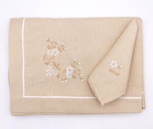 Blanco Raya Tovaglia Rettangolare 6 Posti motivo floreale + 6 tovaglioni colore Beige - WKY3916