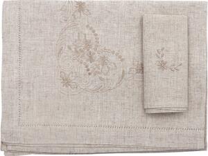 Blanco Raya Tovaglia Rettangolare 6 posti in Misto lino con Ricamo di foglie e fiori colore Lino - YT17-1374-1
