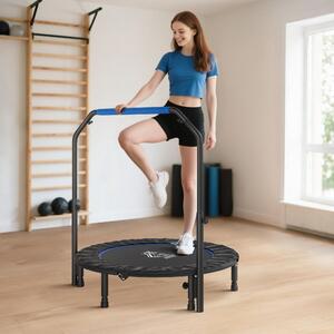DecHome Trampolino Fitness 114 cm Pieghevole con Manubrio Regolabile in Altezza colore Blu e Nero