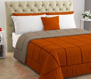 Blanco Raya Trapunta Invernale Singola 180x260 cm in Microfibra e Fibra Anallergica Double Face Tinta unita colore Taupe / Burnt Orange - 170207