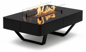 Braciere da esterno 2 in uno e tavolino da caff� in acciaio e vetro temperato - RIO FIRE - Dimensioni 106x66 x h35 cm peso 18 kg Fino a 8 kW - Alimentato a GPL - con ripiani in vetro antimacchia