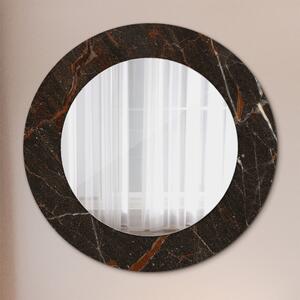 Specchio tondo con decoro Marmo marrone fi 50 cm