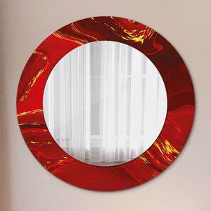 Specchio tondo con decoro Marmo rosso fi 50 cm