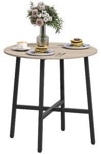 HOMCOM Tavolo da Pranzo Rotondo e Industriale per 2 Persone, in Legno e Acciaio, Ø80x75 cm, Nero e color Legno | Aosom Italy