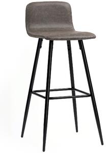 HOMCOM Set 2 Sgabelli Bar con Schienale Basso e Poggiapiedi, Rivestimento in PU e Gambe in Acciaio, Marrone Scuro | Aosom Italy