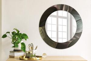 Specchio rotondo stampato Foglie tropicali scure fi 50 cm