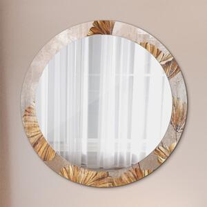 Specchio rotondo stampato Foglie dorate fi 80 cm