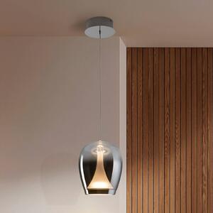 Schuller Valencia Lampada a sospensione in vetro Suspiro, Alluminio / Grigio / Zincato, Soggiorno / Sala da pranzo, Vetro, Lampada a sospensione