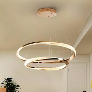 Schuller Valencia Lampada LED a sospensione Orbitas, Ø 80 cm, color oro, metallo, dimmerabile, Ottone / Oro, Soggiorno / Sala da pranzo, Alluminio