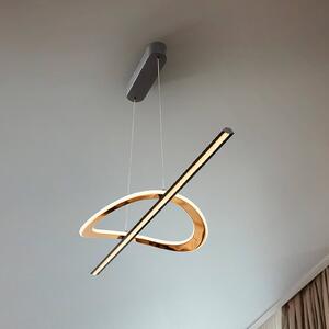 Schuller Valencia Lampada LED a sospensione Enora, nero/oro, lunghezza 120 cm, CCT dimmerabile, Nero, Soggiorno / Sala da pranzo, Alluminio, Moderno