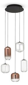 Lampadario Contemporaneo Hunter Alluminio Nero Vetro 5 Luci Led 5W 3000K