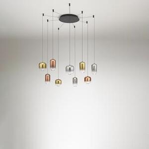 Lampadario Contemporaneo Hunter Alluminio Nero Vetro 9 Luci Led 5W 3000K