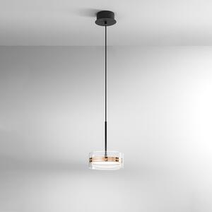 Sospensione Contemporanea Aere Metallo Oro Rosa Vetro Nero Led 14W 3000K