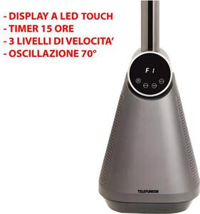 Telefunken Ventilatore a Colonna Torre senza Pale 3 Velocit Oscillante Touch con Timer e Telecomando colore Argento e Nero - M08393