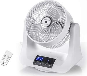 MACOM Ventilatore Box Fan da Pavimento con Telecomando e Timer Diametro 24 cm Oscillante 3 Velocit colore Bianco - 993 Tornado