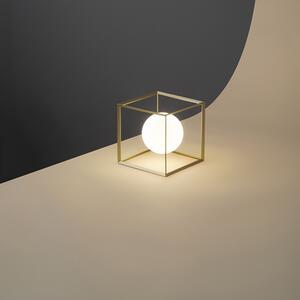 Lampada Da Scrivania Contemporanea Cube Metallo Oro 1 Luce G9