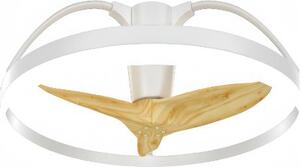 Perenz Ventilatore da Soffitto con Telecomando con Luce Lampadario Ventilatore 3 Pale Diametro 60 cm colore Bianco e Legno - 7131 B IR