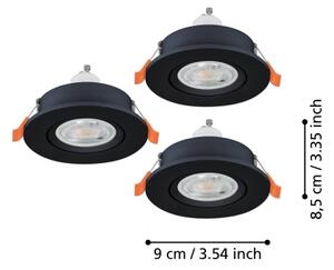 Eglo 902257 - SET 3x faretti LED da incasso BARRANCO 1xGU10/4,5W/230V nero