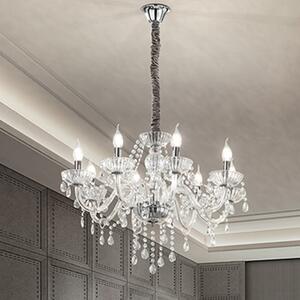 Lampadario Classico Venezia Vetro Trasparente 8 Luci E14