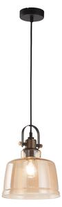 Sospensione Contemporanea Vintage Metallo Nero Vetro Ambra 1 Luce E27