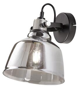 Applique Contemporanea Vintage Metallo Nero Vetro Fumè 1 Luce E27