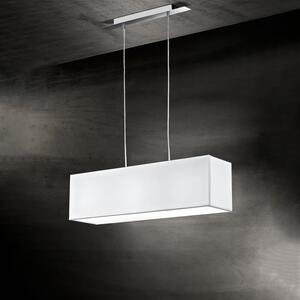 Lampadario Contemporaneo Para Hotel Metallo Cromo Tessuto Bianco 3 Luci E27