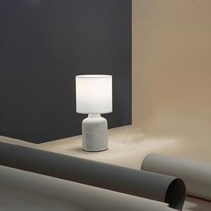 Lampada Da Scrivania Contemporanea Provenza Ceramica Bianco Tessuto 1 Luce E14