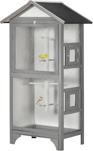 AllMyPets Voliera per Uccelli da Esterno in Legno di Abete 80.5x57x158.5cm Grigio Chiaro