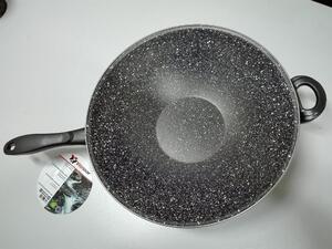 Vitrinor Wok Padella Antiaderente Induzione in Acciaio Vetrificato 35 cm Effetto Pietra K2