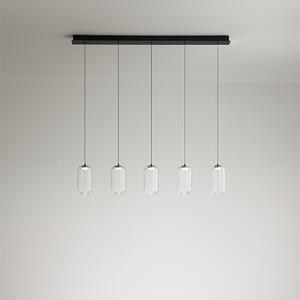 Lampadario Lineare Contemporaneo Hunter Alluminio Nero Vetro 5 Luci Led 5W 3000K