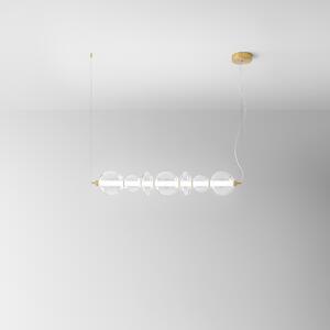 Sospensione Contemporanea Bubbles Alluminio Oro Vetro Trasparente Led 50W 3000K