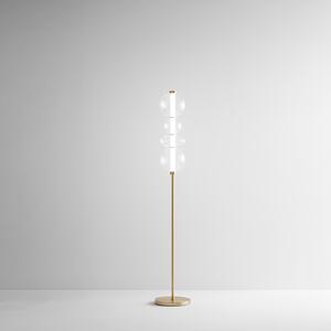 Piantana Contemporanea Bubbles Alluminio Oro Vetro Trasparente Led 36W 3000K