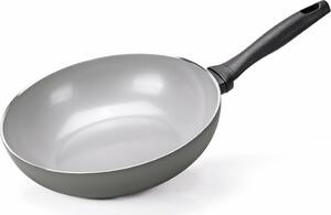 MONETA Wok Padella Antiaderente Induzione in Alluminio 28 cm colore Grigio Melodia Finegres